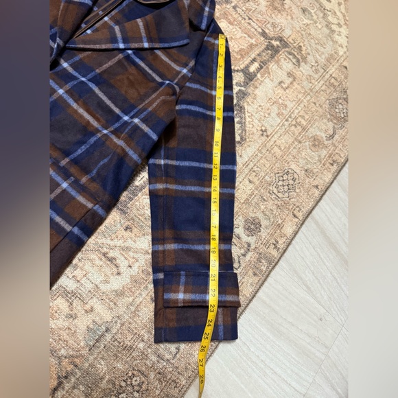 House of Harlow 1960 Plaid Trench Coat in Brown and Blue - Picture 10 of 13